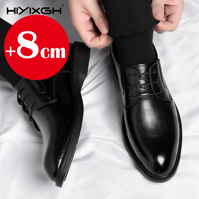 3/6/8 CM chaussures d'ascenseur hommes chaussures habillées noir en cuir souple hommes rehausser chaussures formelles décontracté hommes d'affaires Oxfords costume