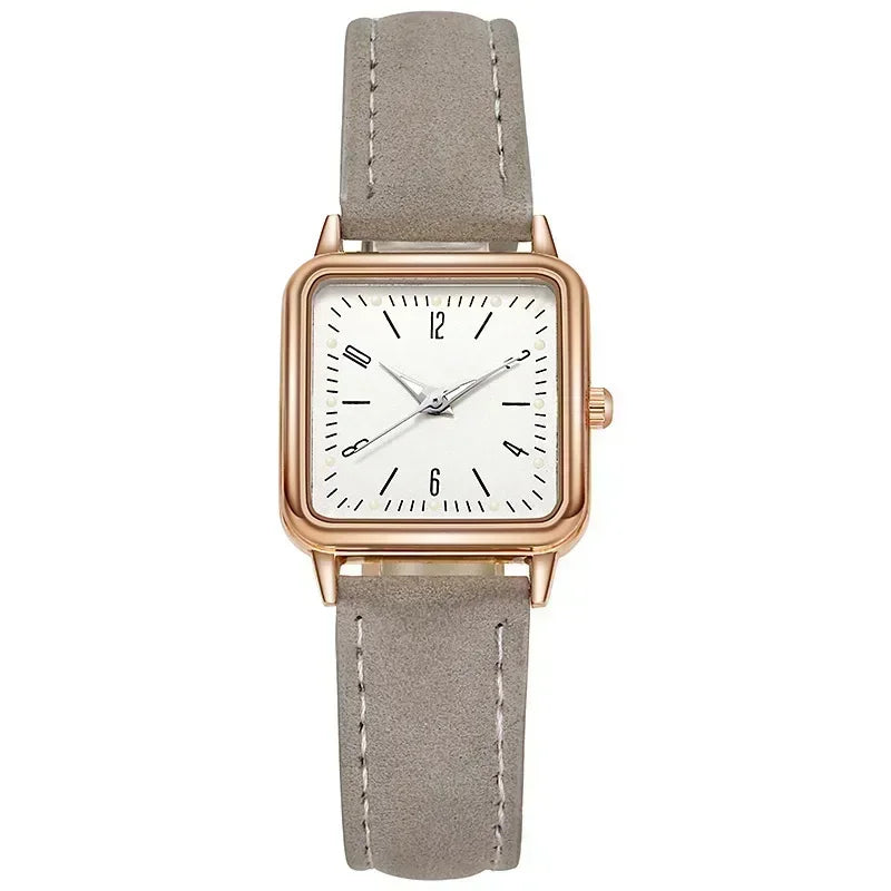 Montre-bracelet numérique Shoous avec bracelet en cuir pour femme, montre à quartz pour femme, horloge décontractée, cadeau habillé, 2024