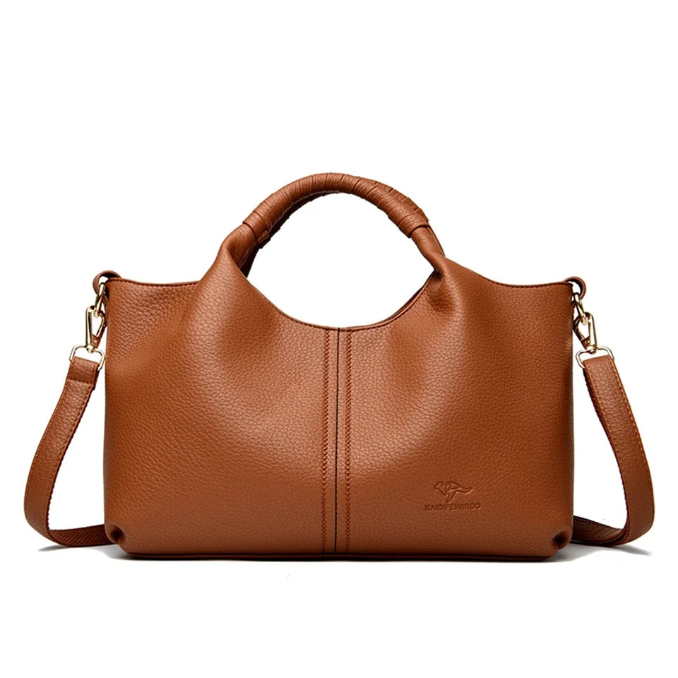 Sac à main en cuir souple de haute qualité pour femmes, fourre-tout de luxe, sac à bandoulière tendance pour les déplacements, portefeuille