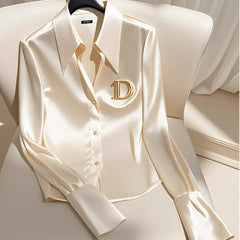 Finition satinée chemises et chemisiers femmes OL bureau dame à manches longues boutonné chemise élégante français solide Blouse coréenne hauts Camisas