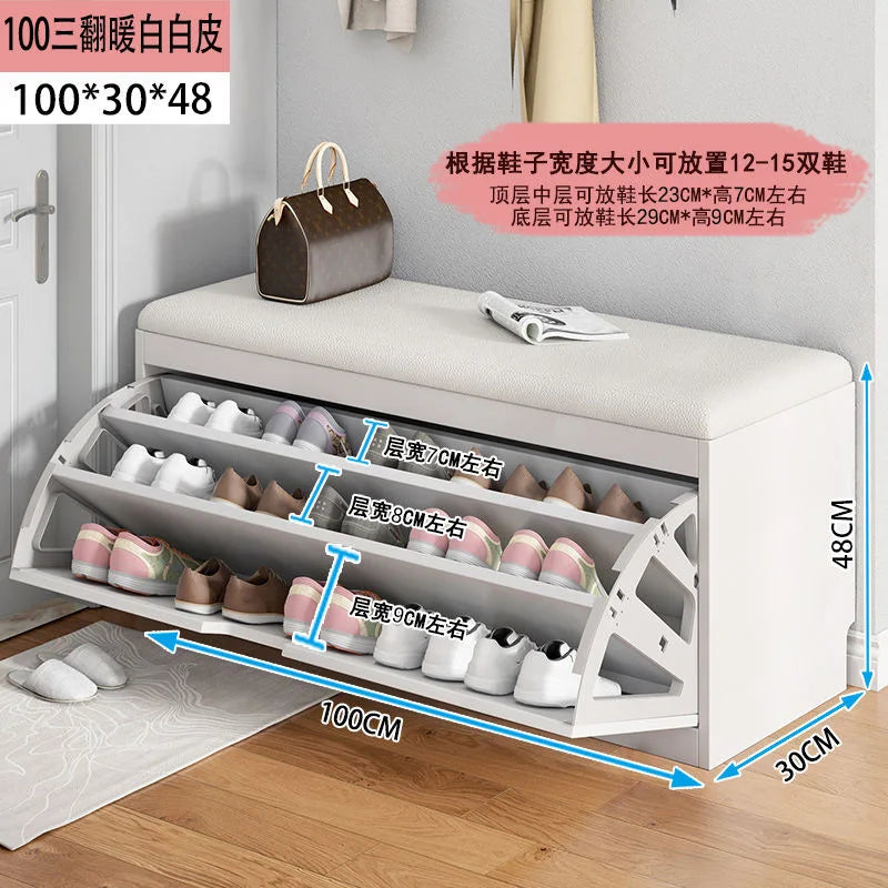 Porche entrée chaussure chaise rembourré salon maison rabat étagère à chaussures banc avec siège armoire à chaussures multicouche