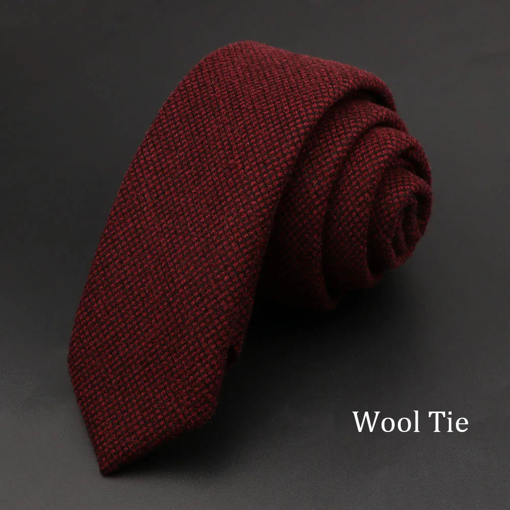 Coton solide fait à la main Cravates en laine Hommes Cravate Rayé Col étroit Slim Cachemire Casual Cravate Accessoires
