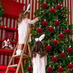 Boules de noël en velours rouge vin de 6cm, pour arbre de noël floqué, pendentifs suspendus, fournitures de décoration pour la maison, Festival, fête