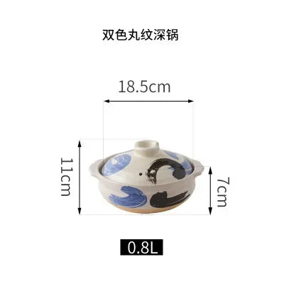 Casserole en céramique de Style japonais, petite casserole noire en argile, ustensiles de cuisine pour la maison, fournitures de cuisine, casserole à soupe, 1 pièces