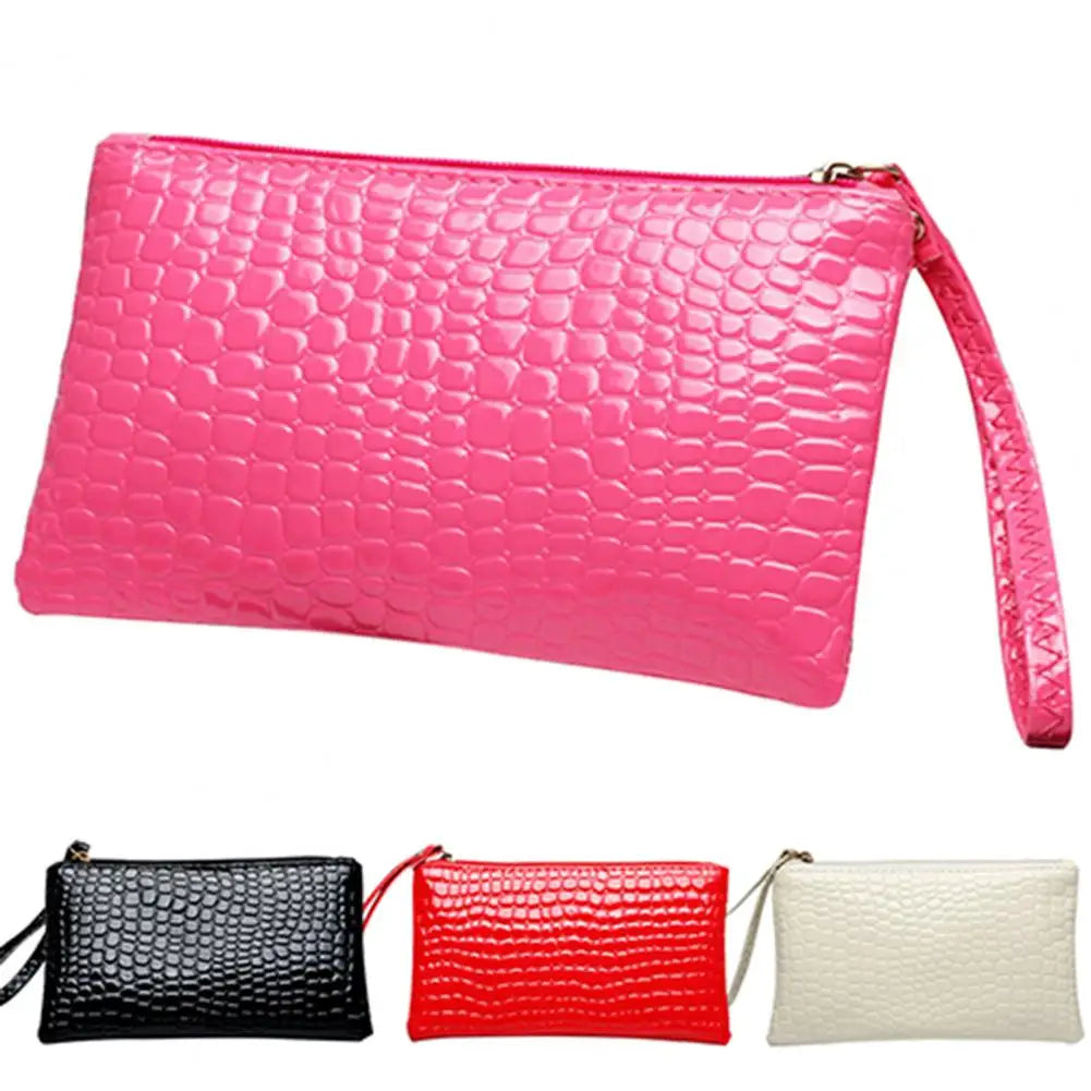 Mode femmes sac à main Faux cuir portefeuille sac à main fermeture à glissière Portable couleur unie téléphone poignée sac Long portefeuille