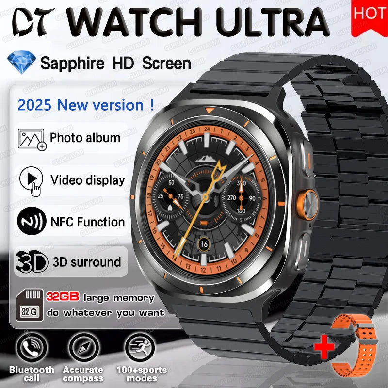 2025 nouveau pour HUAWEI DT montre Ultra 7 SmartWatch 32 go de mémoire TWS musique vidéo NFC Bluetooth appel HD saphir écran Bracelet intelligent
