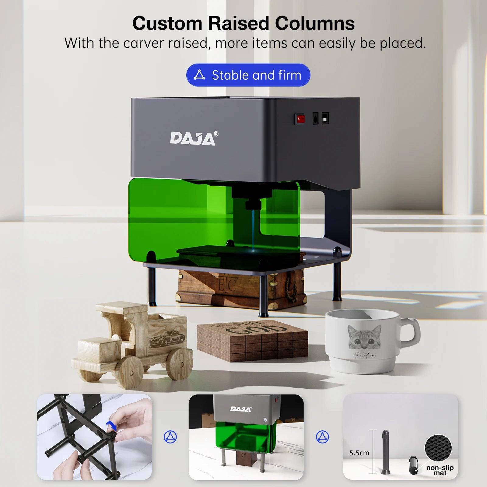 DAJA DJ6 Mini graveur Laser Portable bricolage Bluetooth Machine peint chien étiquette papier cuir en bois plastique Logo CNC Machine