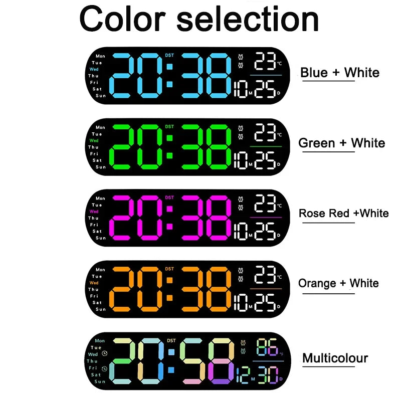 Horloge murale numérique grand écran LED affichage de la température et de l'humidité réveil électronique décoration de la maison créative télécommande