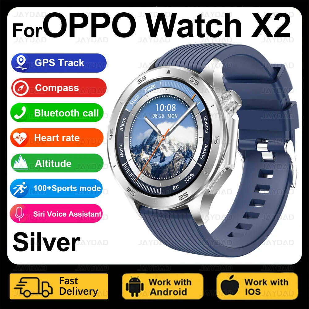 2025 nouveau pour montre OPPO X2 montre intelligente GPS sport piste fréquence cardiaque musique Bluetooth appel IP68 étanche AMOLED montre intelligente