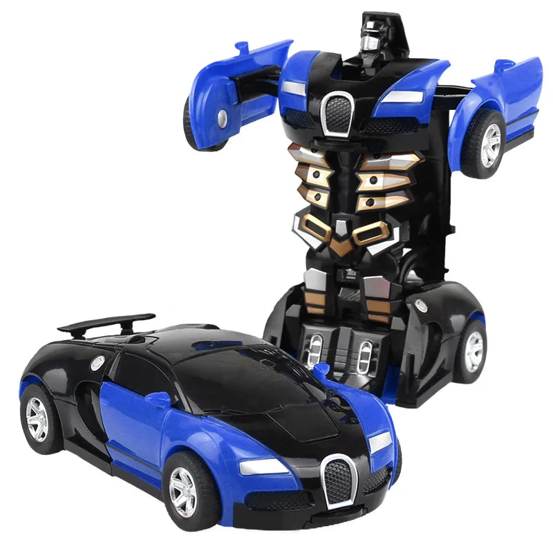 Voiture de déformation à une clé pour enfants, robot de transformation automatique, jouet moulé sous pression, mini modèle en plastique 2 en 1, cadeaux amusants pour garçons