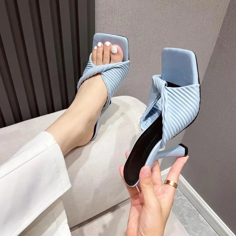 Maogu Luxury Pink Orange Women's Shoes 2024 Trend New Fashion Slippers Fashion Slides Ladies Elegant High Heel Summer Sandals