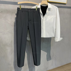 2025 printemps hommes pantalons décontractés costume pantalon coupe ajustée travail taille élastique Jogging affaires pantalon mâle noir grande taille 40 42