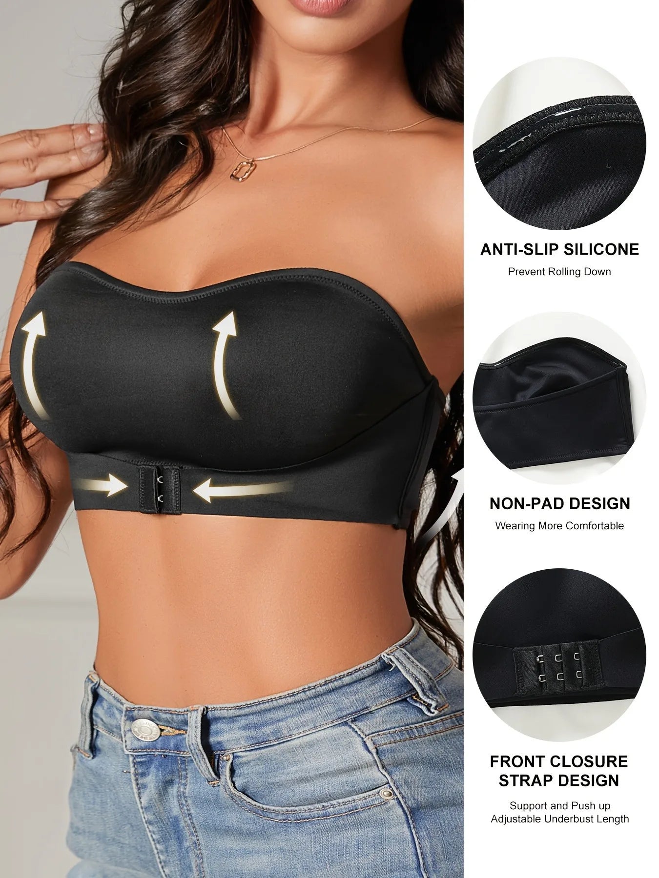 Strapless bra, underwire and padded bra, women's underwear and panties