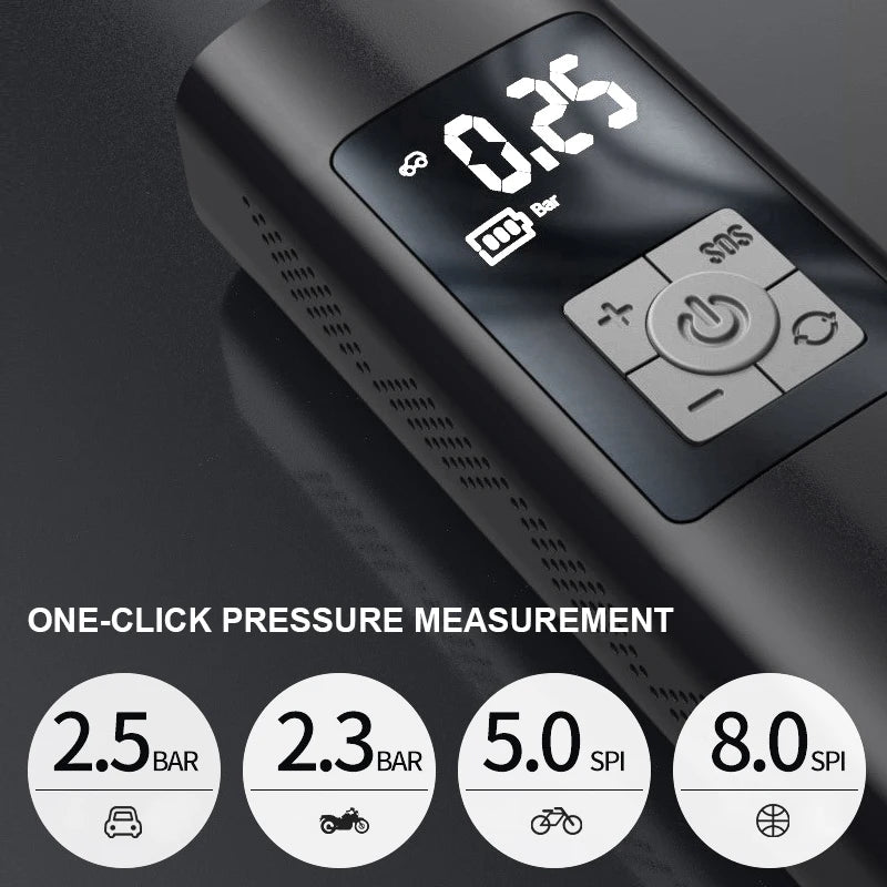 Pompe à Air électrique pour voiture, gonflage rapide, 6000mAh, Portable, sans fil, gonfleur de pneus, 120PSI, compresseur d'air, moto, vélo