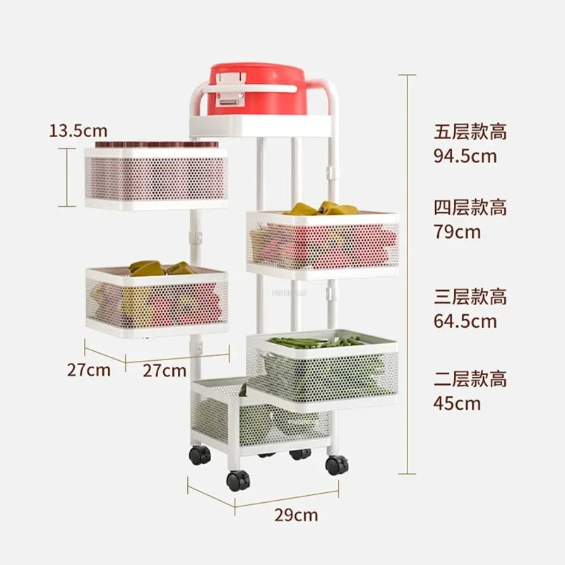 Petit chariot de rangement multicouche, chariot de cuisine moderne et créatif, meubles de maison simples, étagère rotative au sol, boîte à collation pour salon