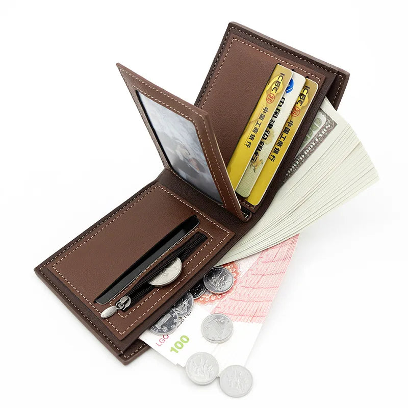 2024 New Short Men Wallets Slim Card Holder Name Print Male Purses Luxury PU Leather Coin Pocket High Quality Small Men's Wallet