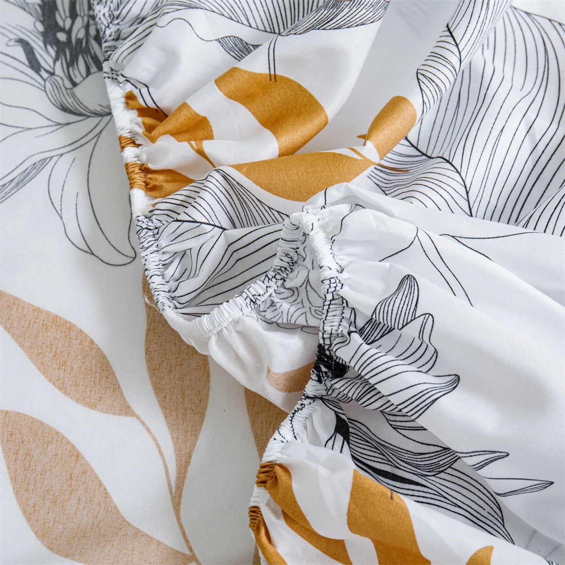 Couvre-lit imprimé conviviale ré à motif de feuilles, drap de lit, couvre-lit, jaune, gris clair, chambre à coucher, literie (à l'exclusion de la taie d'oreiller), 1 pièce
