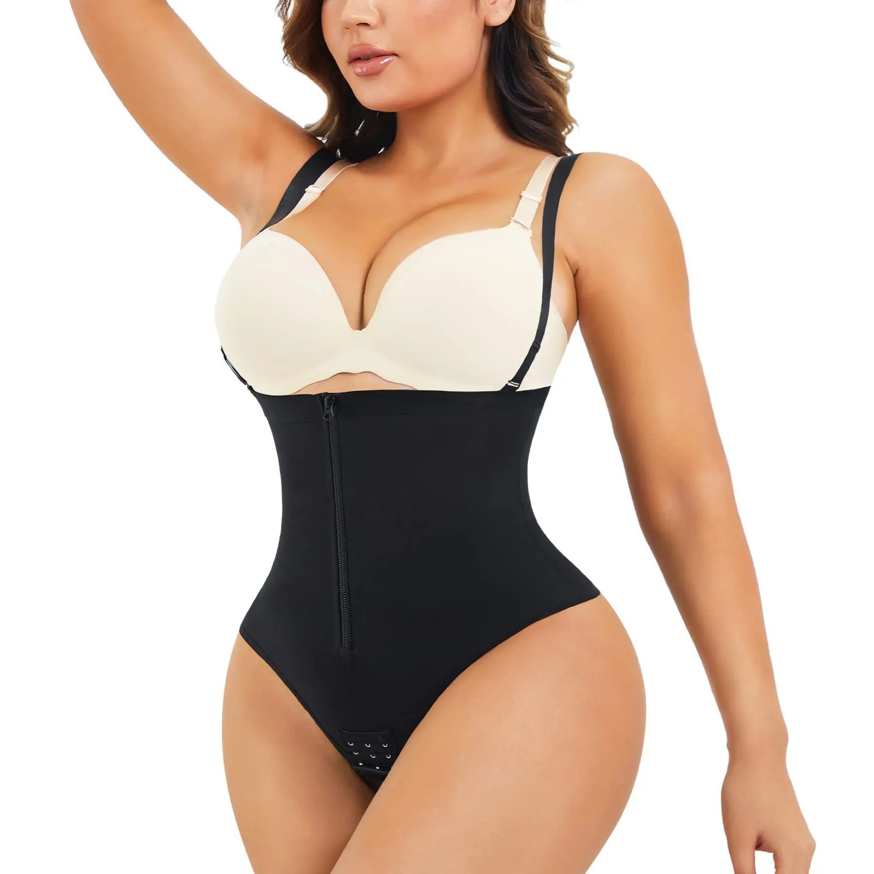 Culotte sans couture avec fermeture éclair et ouverture à l'entrejambe, sous-vêtement transparent, ceinture saillante, double ventre, slip contractant, levage de la hanche, ouverture à l'entrejambe