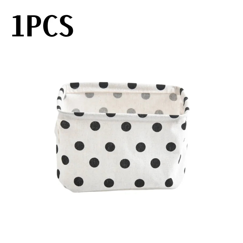 Petit panier de rangement en toile pliable avec poignée, boîte de rangement de bureau en coton et lin, petit panier de rangement étanche frais 1 pièce
