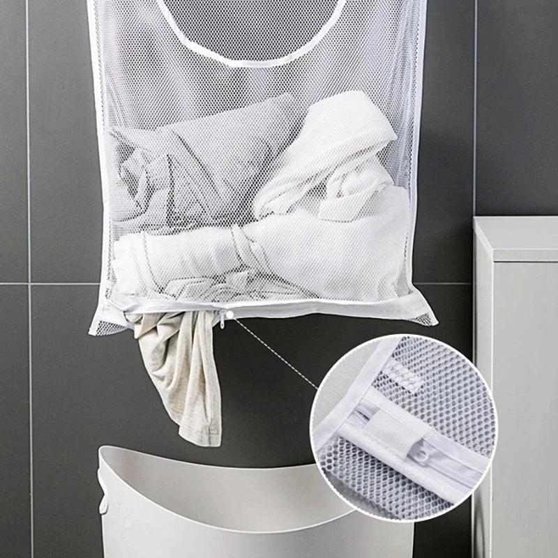 Sac de rangement pour vêtements sales, panier à cadre, seau pliable en maille pour linge, salle de bains, organisateur mural pour vêtements ménagers avec crochet