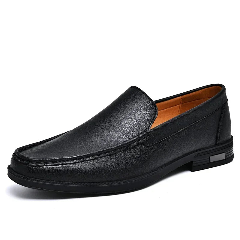 Chaussures en cuir véritable pour hommes, chaussures formelles à enfiler pour le bureau, pour fête de mariage, chaussures habillées pour la conduite, mocassins paresseux