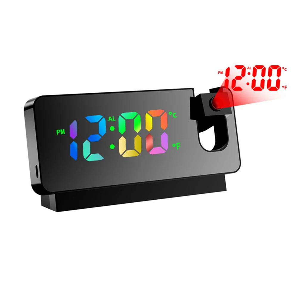 Réveil LED rotatif à 2022 °, Projection numérique, USB, créatif, affichage de la température, pour chambre à coucher, bureau, nouveauté 180