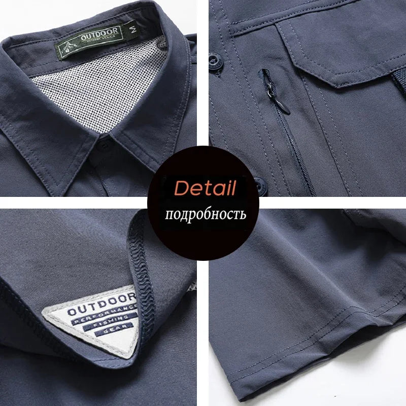 Chemise d'été à manches courtes pour hommes, chemise de travail tactique respirante, hauts d'extérieur décontractés, séchage rapide, multi-poches, chemises Cargo de Camping