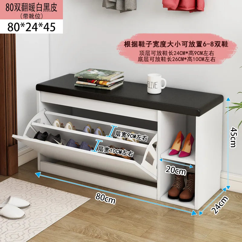 Porche entrée chaussure chaise rembourré salon maison rabat étagère à chaussures banc avec siège armoire à chaussures multicouche