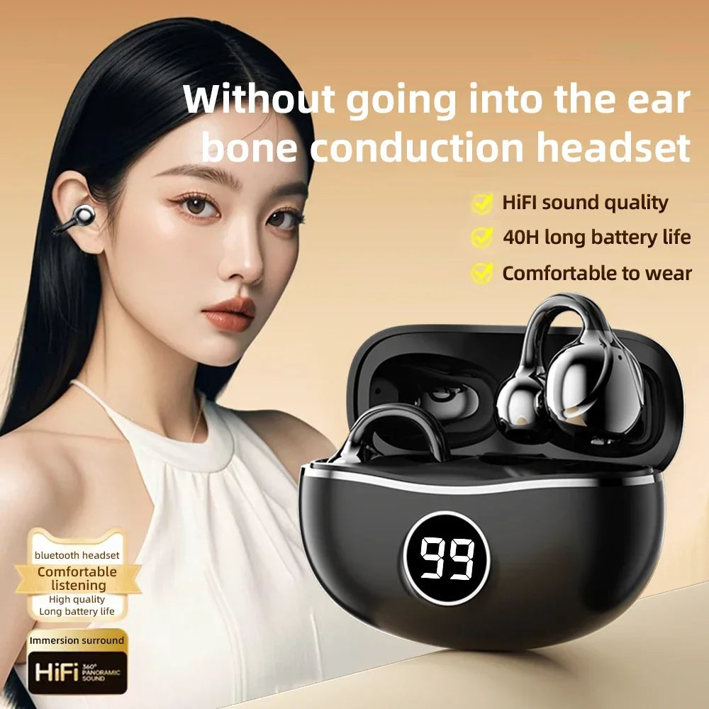 Casque sans fil Fone Bluetooth casque avec micro mains libres suppression du bruit écouteurs Clip oreille musique sport jeu bouchon d'oreille