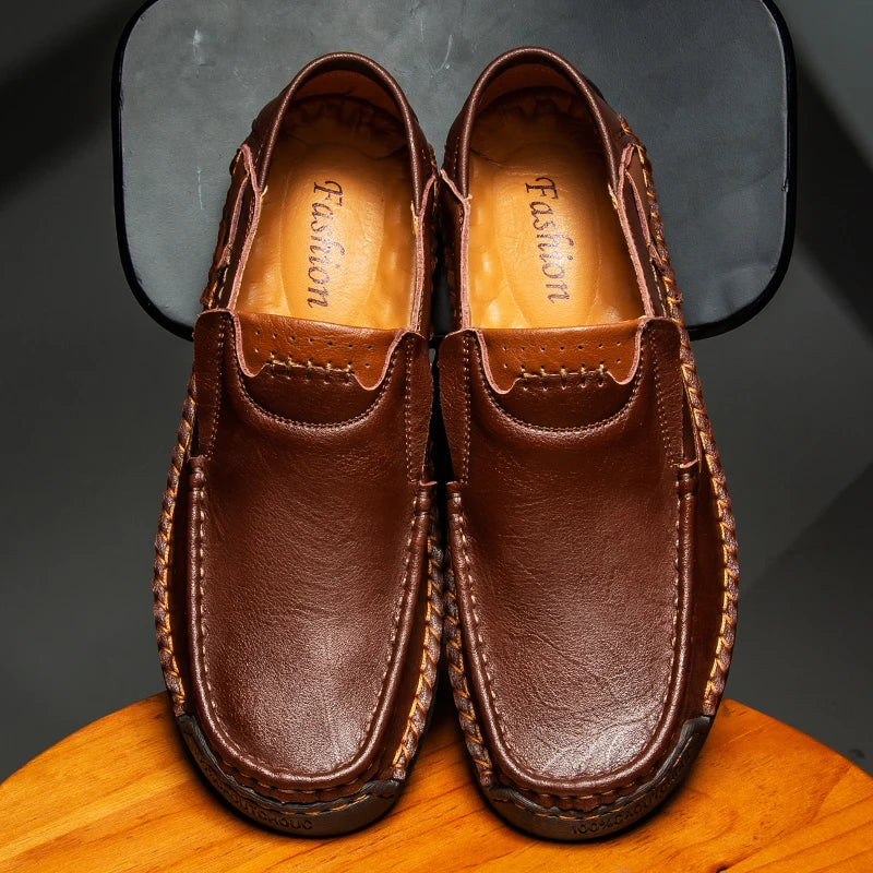 Chaussures en cuir faites à la main pour hommes, mocassins confortables et décontractés, chaussures plates à enfiler, offre spéciale, mocassins de marche pour hommes