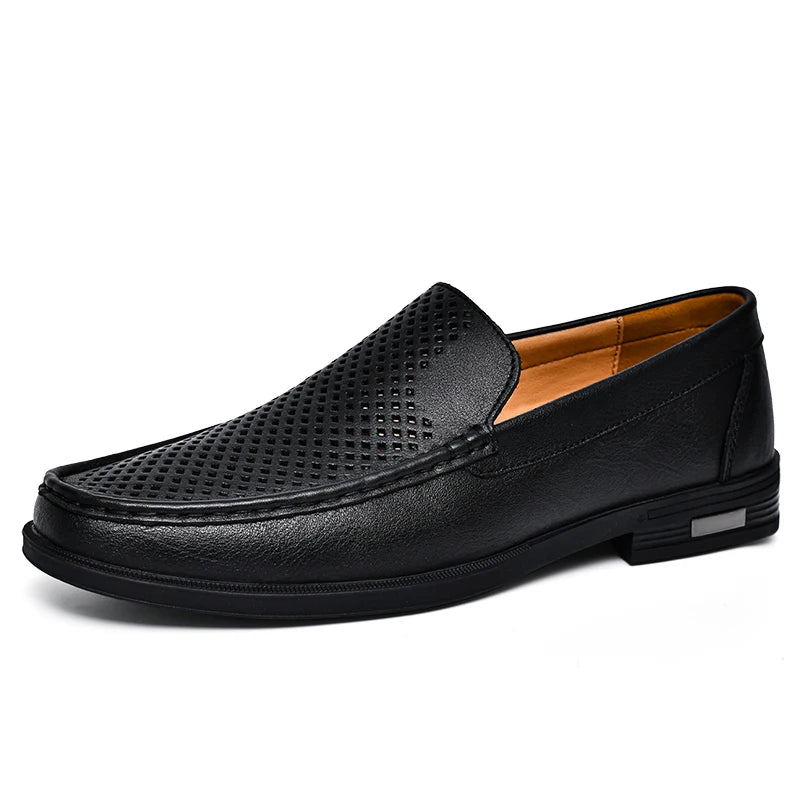 Chaussures en cuir véritable pour hommes, chaussures formelles à enfiler pour le bureau, pour fête de mariage, chaussures habillées pour la conduite, mocassins paresseux