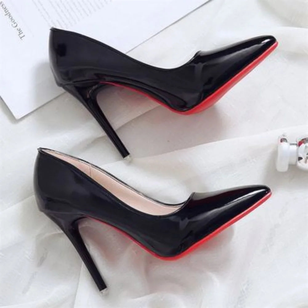 Chaussures à talons aiguilles en cuir verni, escarpins pointus, chaussures de travail professionnelles, noir, coréen, sexy, simple, petit, frais, document nude