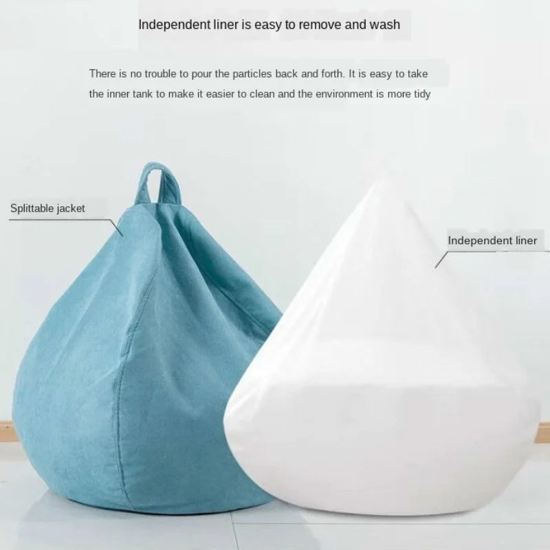 Bean Bag Chair without Filling Stuffed Giant Beanbag Sofa Bed Thick Linen Flocking Pouf Ottoman Seat Puff Lounge Furniture