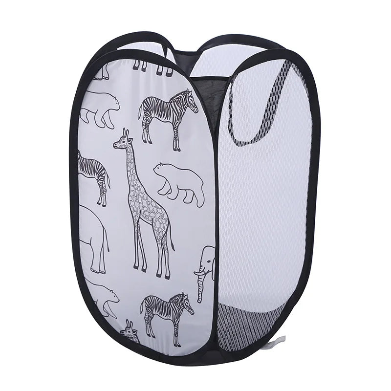 Panier à linge pliable de dessin animé, 1 pièce, panier organisateur de grande capacité pour vêtements sales ménagers, sac en maille en Nylon pour le rangement des jouets