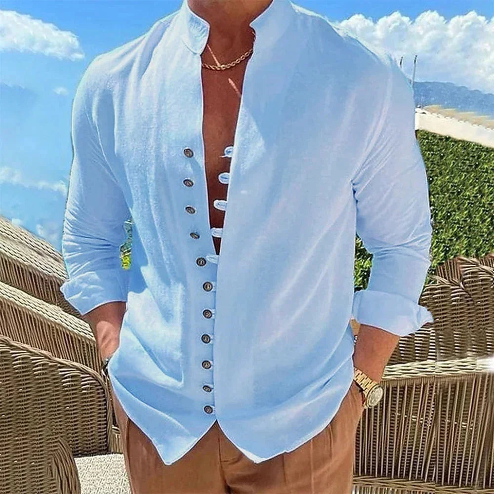 Nouveau Printemps Automne chemise décontractée lâche Hommes Couleur Unie Chemise À Manches Longues Chemises Boutons Vintage Grande taille