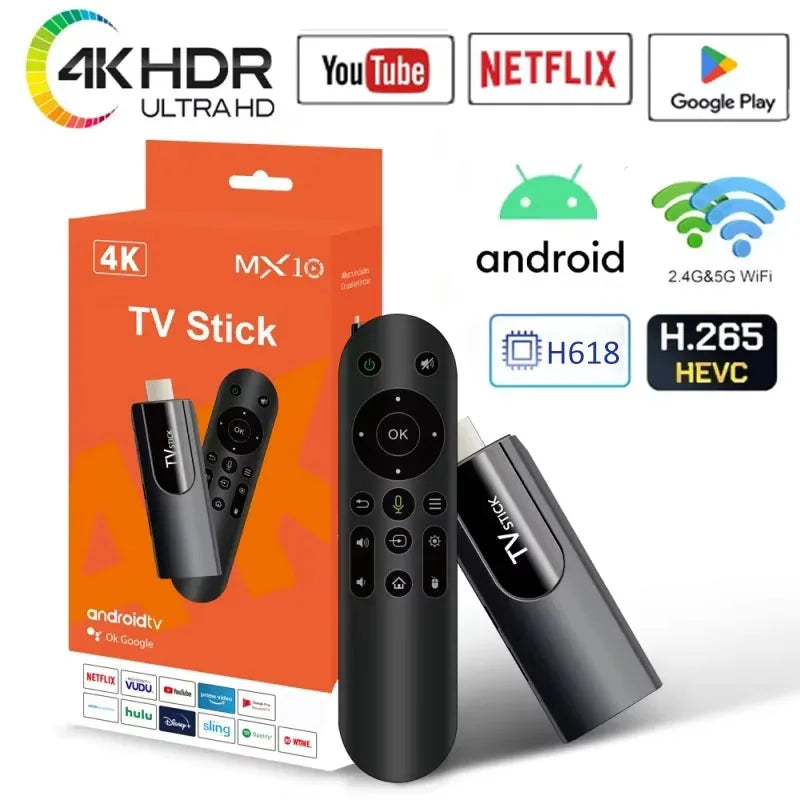 MX10 F3/MX10 mini TV stick h618 android13 ATV 4K HD TV box 2.4/5G WiFi récepteur TV intelligent pour Google YouTube Netflix media player