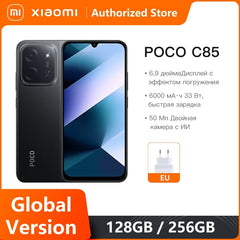 POCO C85 Version mondiale Smartphone MediaTek Helio G81-Ultra 6.9 "affichage Dot Drop batterie 6000mAh 50MP double caméra 33W NFC IP64