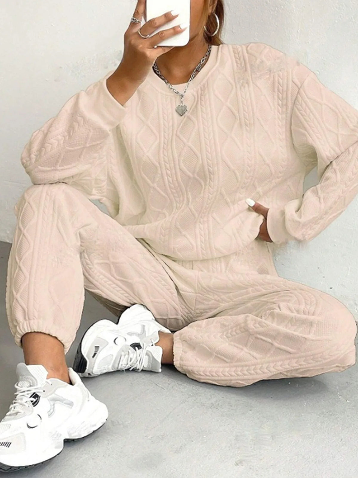 Sweat à capuche à manches longues et col rond pour femmes, sweat-shirt décontracté, pantalon Y2K imbibé, tenues streetwear, automne, hiver, nouveau, 2 pièces