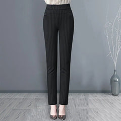 Pantalon de printemps pour mère, taille haute, poches extensibles décontractées, couleur unie, haut ajusté, grande taille, pantalon crayon, vêtements pour femmes