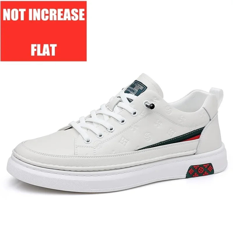 Mocassins de Luxe en Cuir Souple Blanc pour Homme, Chaussures de Printemps, artificiel évateur, Hauteur Augmentée de 5cm, Baskets, 2024