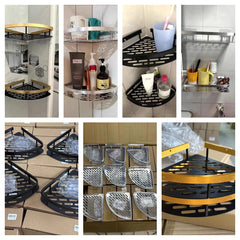 Étagères de salle de bain de luxe sans perçage, étagère murale de douche en aluminium antirouille, porte-serviettes et shampoing, organisateur de salle de bains, accessoire