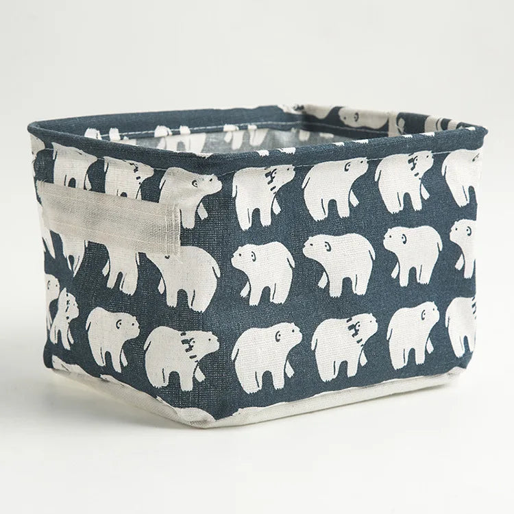 Petit panier de rangement en toile pliable avec poignée, boîte de rangement de bureau en coton et lin, petit panier de rangement étanche frais 1 pièce
