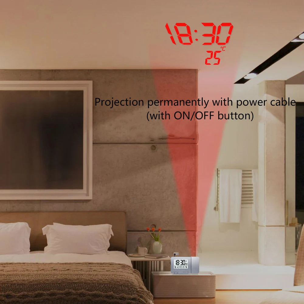 FanJu FJ3531 réveil numérique Date fonction Snooze rétro-éclairage montre projecteur mural bureau Table horloge Led avec Projection de temps
