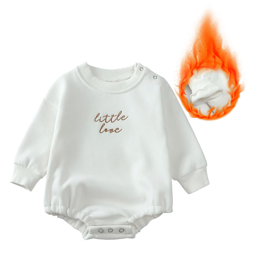 2025 hiver bébé barboteuse nouveau-né vêtements épaissir polaire pyjamas petit amour broderie infantile garçon fille Onesies enfant en bas âge combinaisons