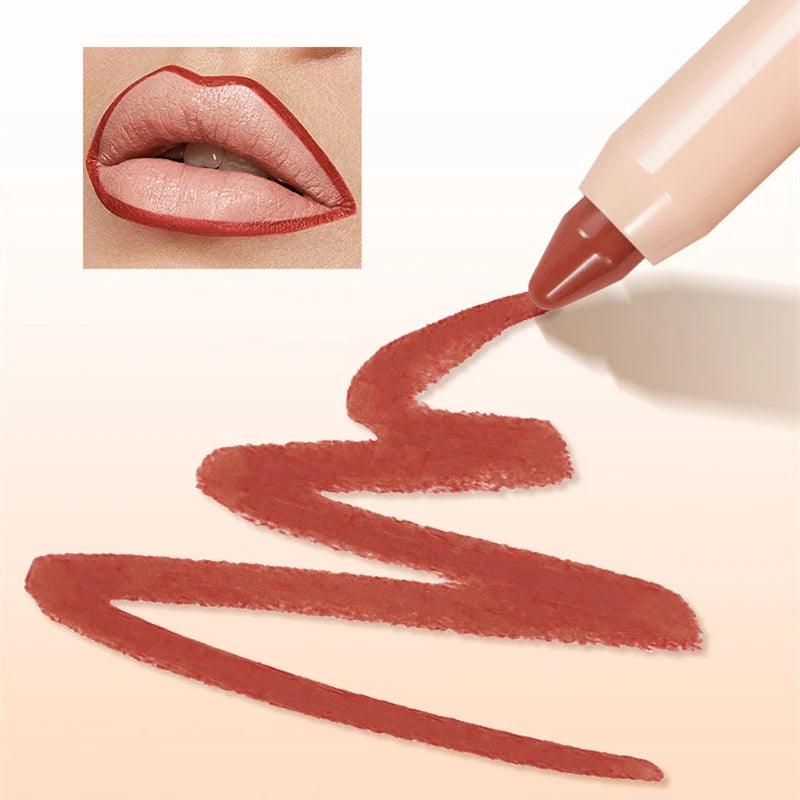 8-Colors Lipstick Pencil Waterproof Sexy Red Matte Contour Tint Lipstick Lasting Non-stick Cup Lipliner Pen Lips Makeup Cosmetic