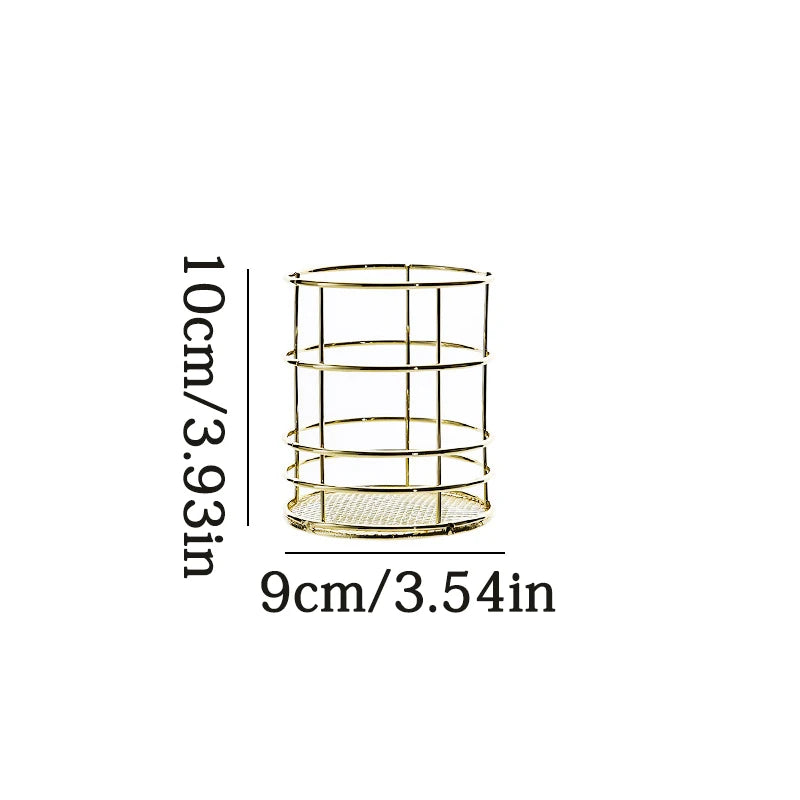 Panier de rangement en fer et métal doré de Style nordique, support multifonctionnel de bureau pour articles divers, boîte de rangement de bijoux