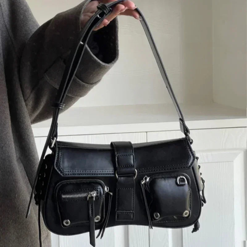 Y2K coréen femmes Harajuku Vintage gothique noir sac à main esthétique élégant Punk portefeuille sac à main sacs à bandoulière tendance fourre-tout sacs