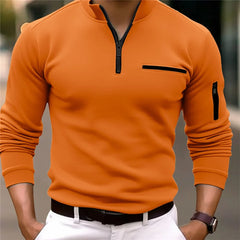Sweat à capuche pour hommes, POLO, couleur unie, manches longues, bras, poitrine, fermeture éclair, Design léger, mûr, sport décontracté, ample, mode automne