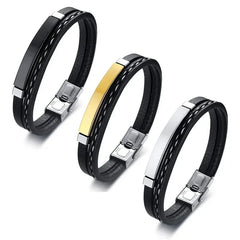 Delysia King – Bracelet en cuir tissé pour hommes, tendance, loisirs, couleur contrastée, en acier inoxydable, 2021