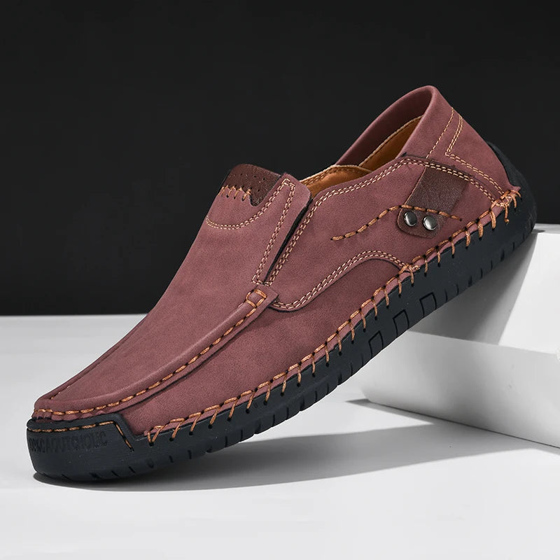 Chaussures en cuir faites à la main pour hommes, mocassins confortables et décontractés à enfiler, mocassins plats, chaussures de marche, livraison directe